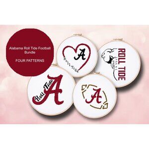 Alabama Roll Tide Football Counted Cross‎ Stitch Patterns Set of 4